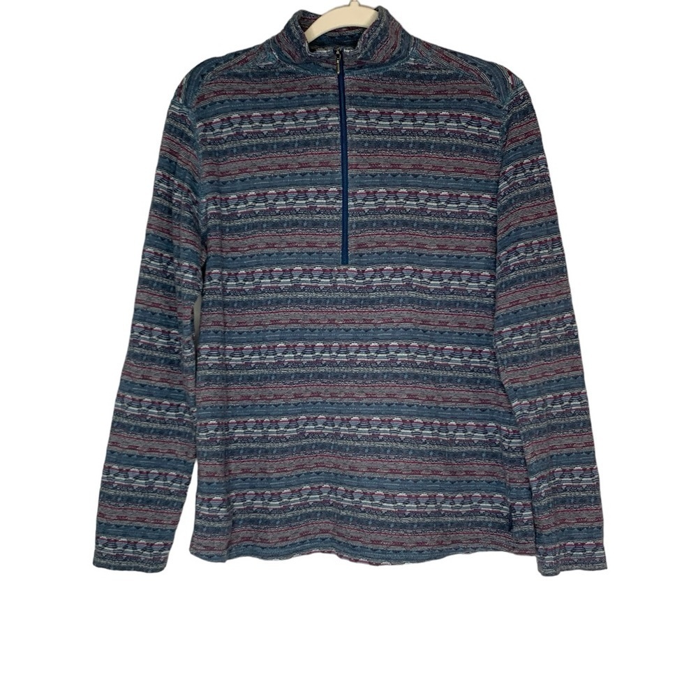Woolrich marine multi print 1/2 zip Tanya turtleneck lightweight sweater. Size S